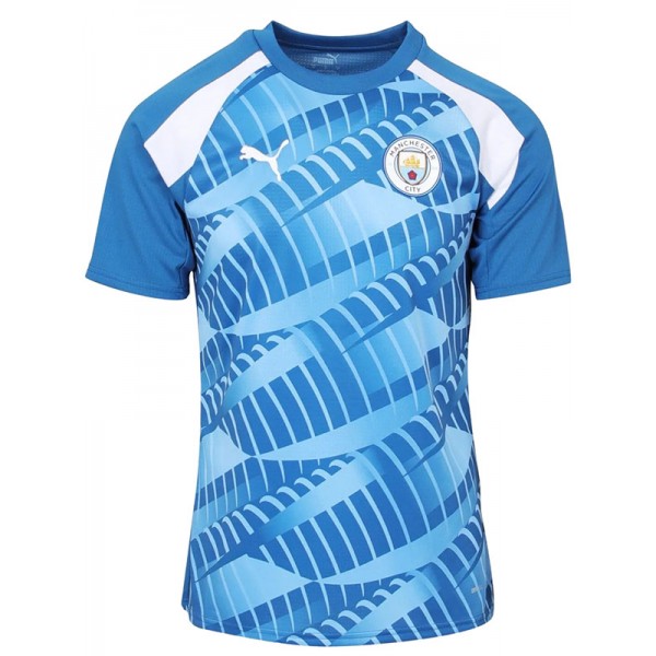 Manchester city pre-match jersey soccer uniform men's football kit top sports blue shirt 2023-2024